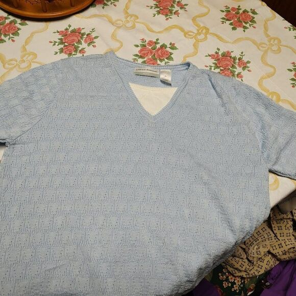 New Alfred Dunner Blue  Short Sleeve Top Size Women's Petite L - Picture 2 of 3